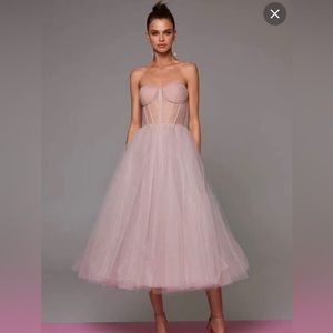 Fit and flare corset pink tulle dress